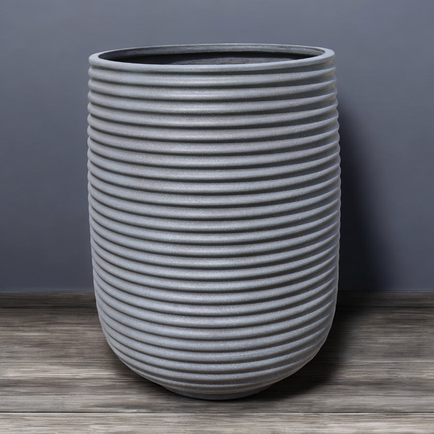 Ribbed Stone Planter Set